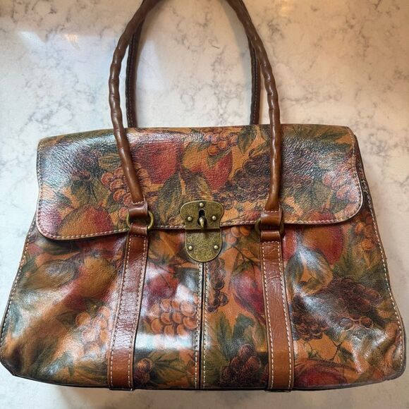 Patricia Nash Fruit/Grape Pattern Leather Bag - Picture 1 of 16